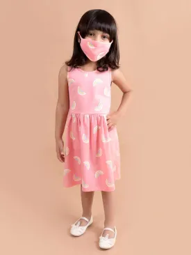 Pink White Rainbow Printed Dress