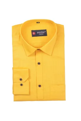 Punekar Cotton Yellow Color Silky Linen Cotton Shirt for Men's.