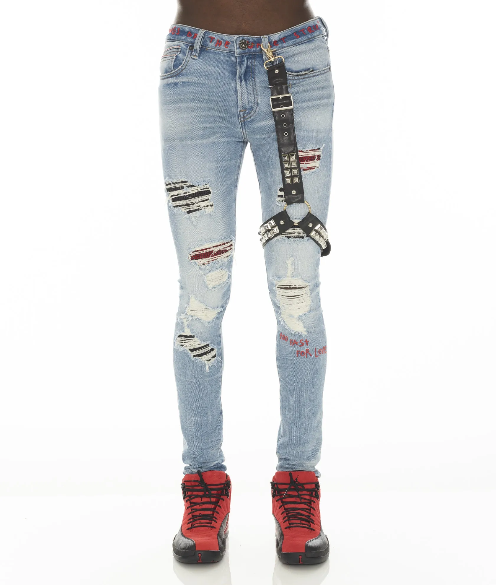 PUNK SUPER SKINNY 220 STUD MOTLEY CRUE IN CRUE