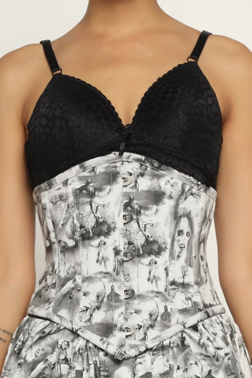 Quatrefoil printed Waist Reducing  Underbust Corset  Dress