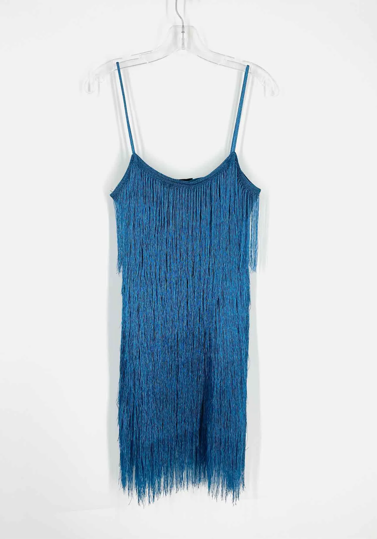 Rachel Zoe Size L Blue Metallic Fringe NEW Designer Dress