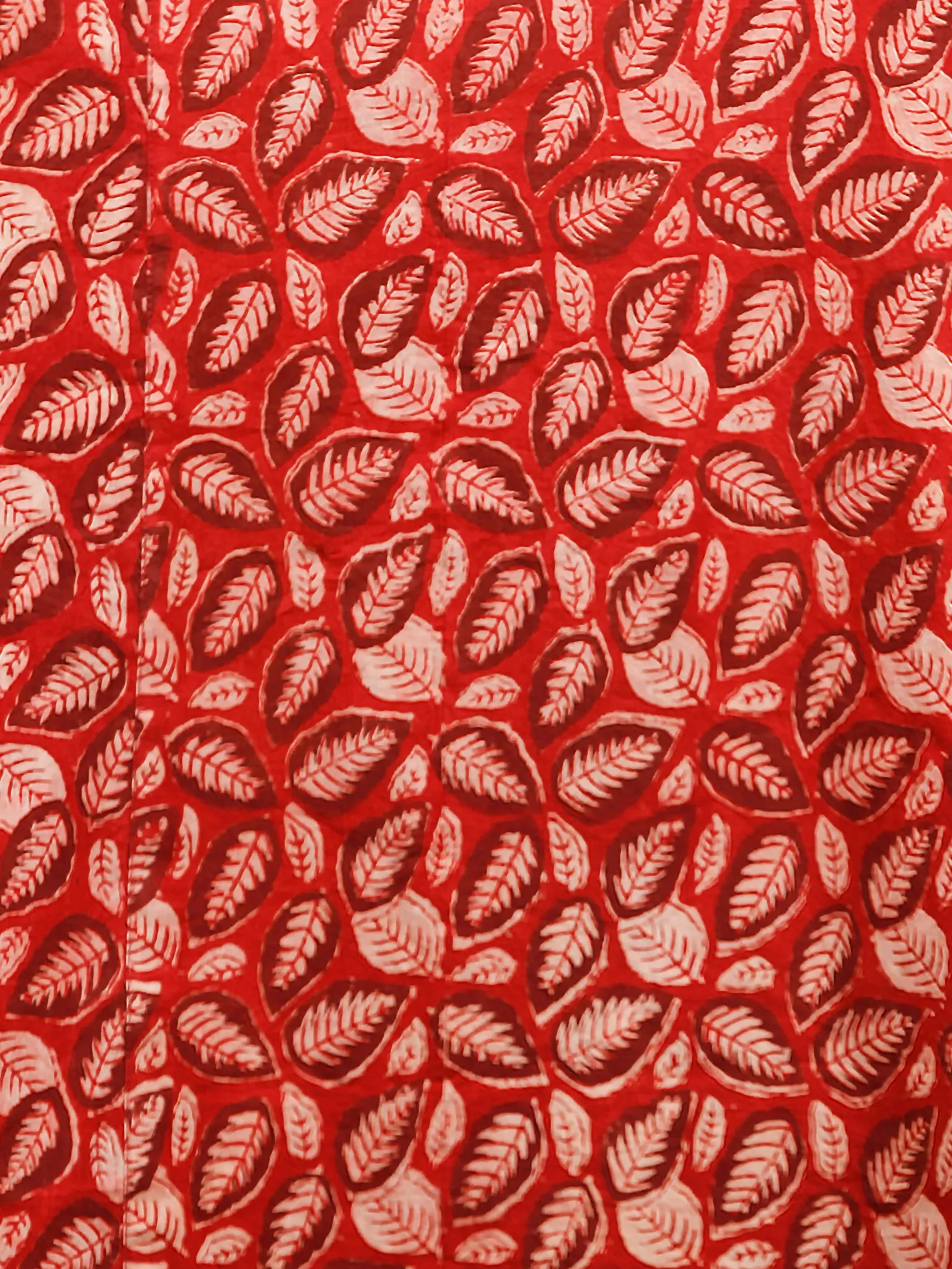 Red Beige Rust Hand Block Printed Cotton Angrakha Dress With Ruffle Sleeves - D273F1322