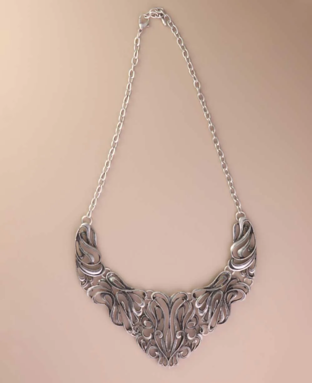 Regal Swirl Crown-Like Statement Necklace