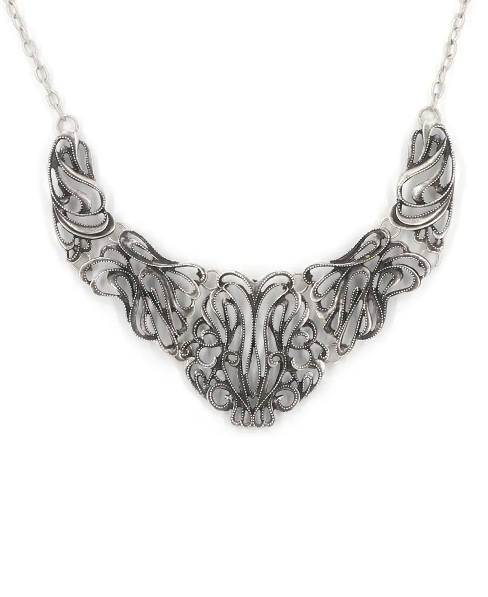 Regal Swirl Crown-Like Statement Necklace