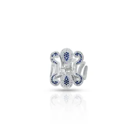 Silver Blue and CZ Gem Stone Clutcher for Girls