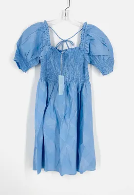 Size XS Lt Blue/Silver Smocked Plaid NEW Designer Dress