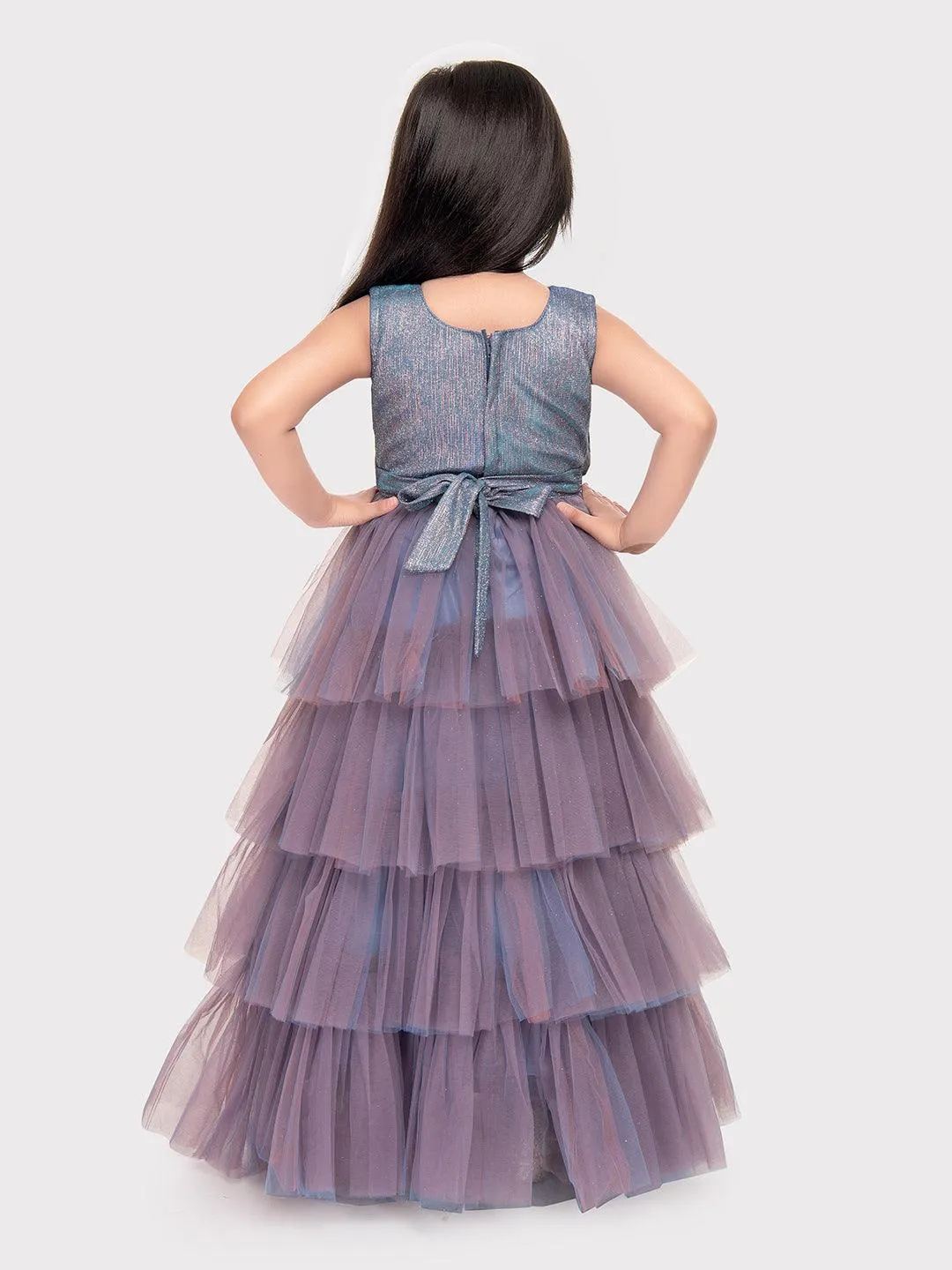 Sky Blue Coloured Imported Net Gown For Girls\ Fancy Style Gown For Girls