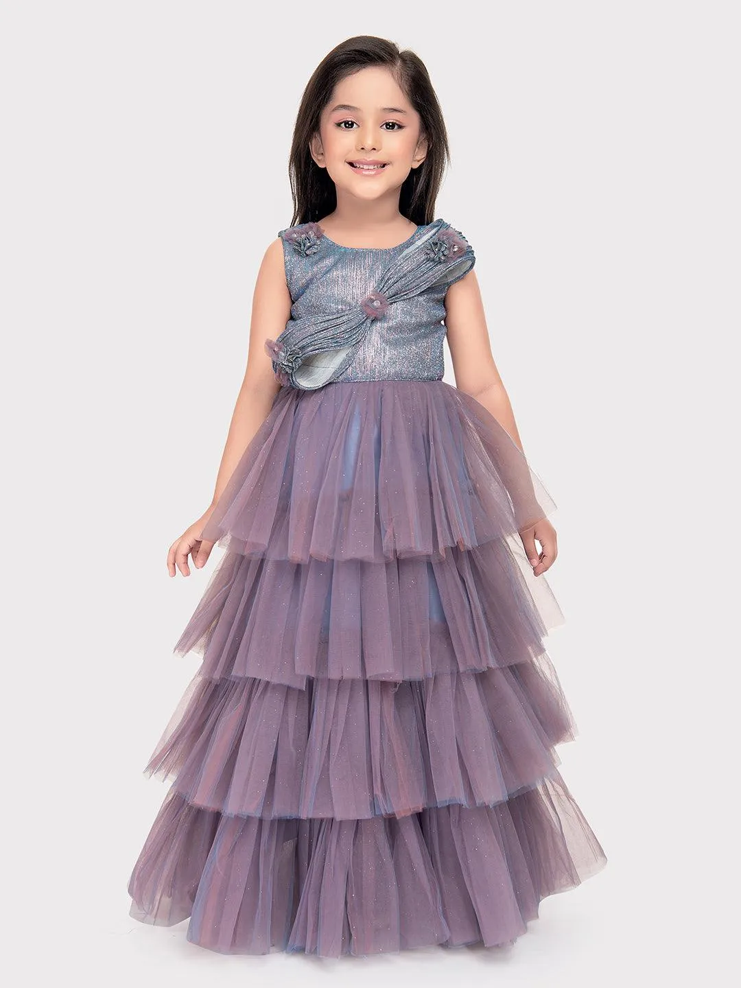 Sky Blue Coloured Imported Net Gown For Girls\ Fancy Style Gown For Girls