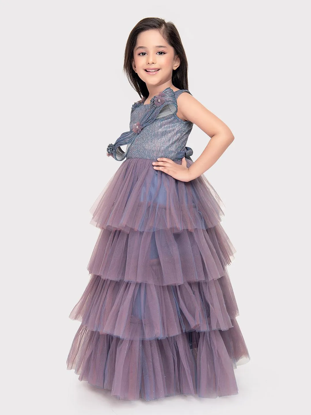 Sky Blue Coloured Imported Net Gown For Girls\ Fancy Style Gown For Girls
