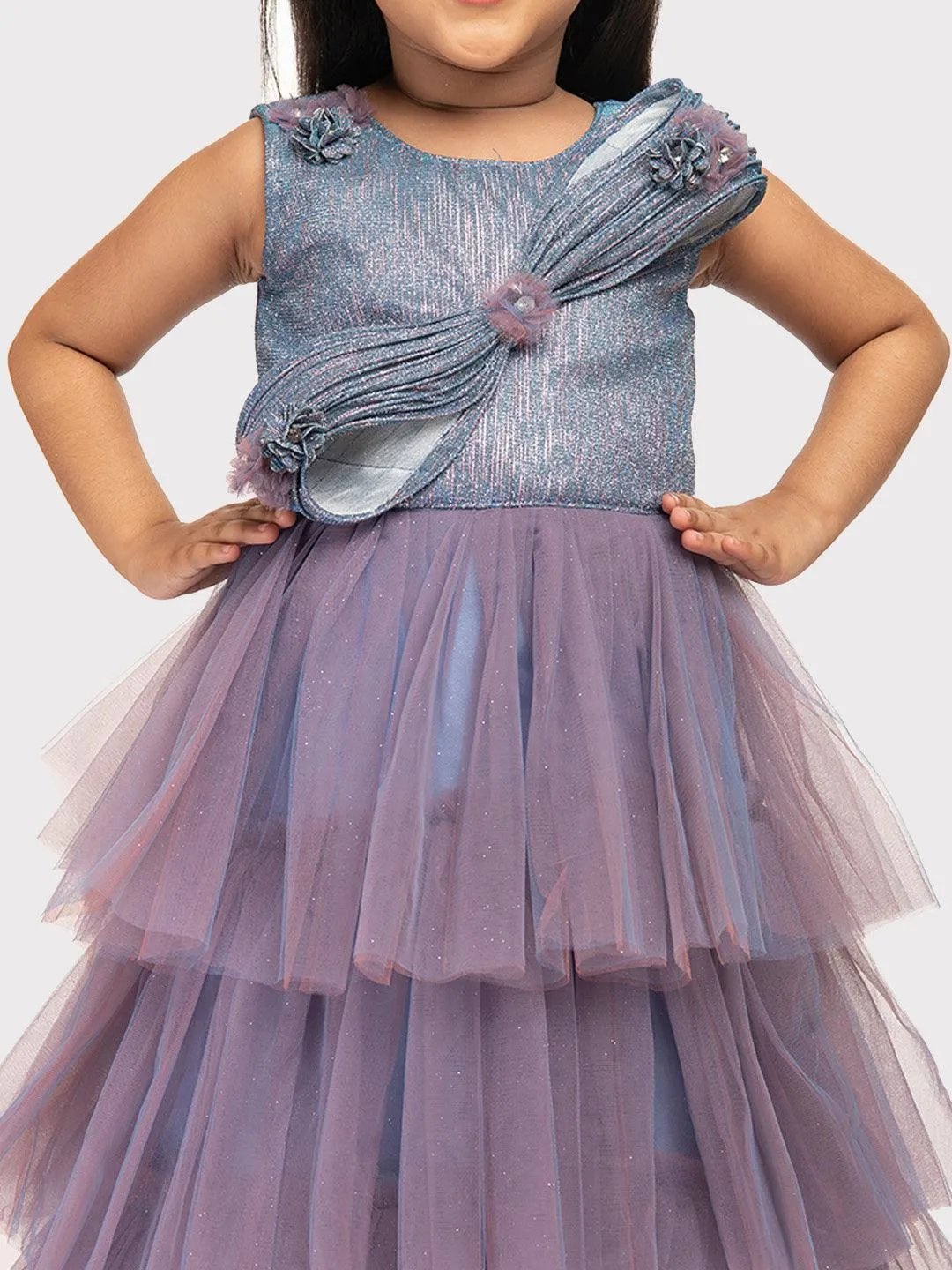 Sky Blue Coloured Imported Net Gown For Girls\ Fancy Style Gown For Girls