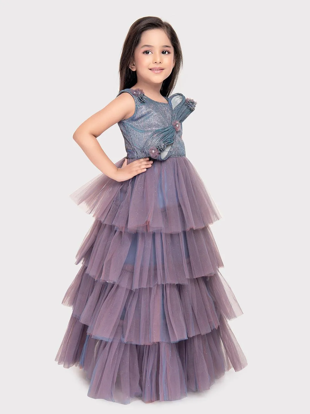Sky Blue Coloured Imported Net Gown For Girls\ Fancy Style Gown For Girls