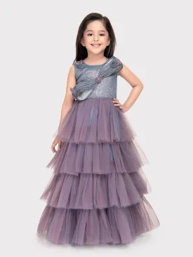 Sky Blue Coloured Imported Net Gown For Girls\ Fancy Style Gown For Girls