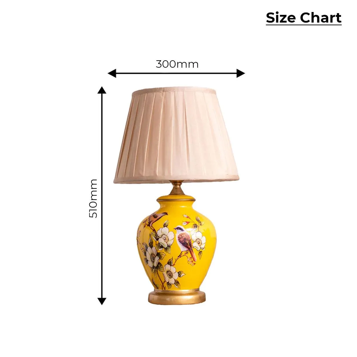 SONGBIRD FLORAL PATTERN CERAMIC TABLE LAMP