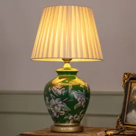 SONGBIRD FLORAL PATTERN CERAMIC TABLE LAMP