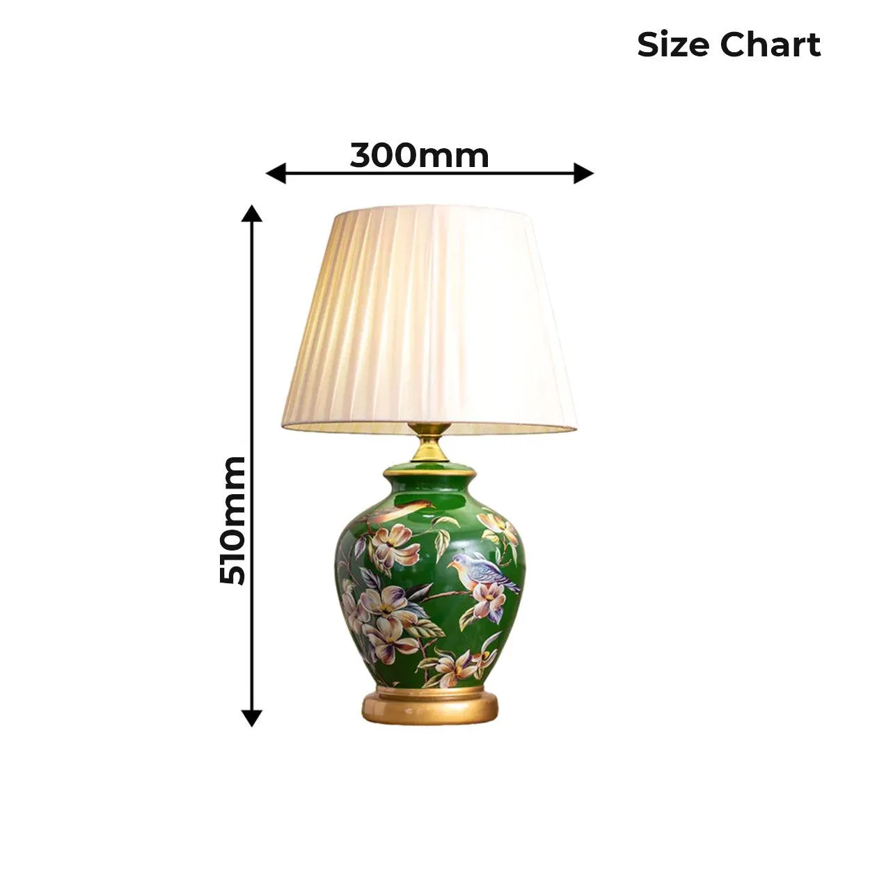 SONGBIRD FLORAL PATTERN CERAMIC TABLE LAMP
