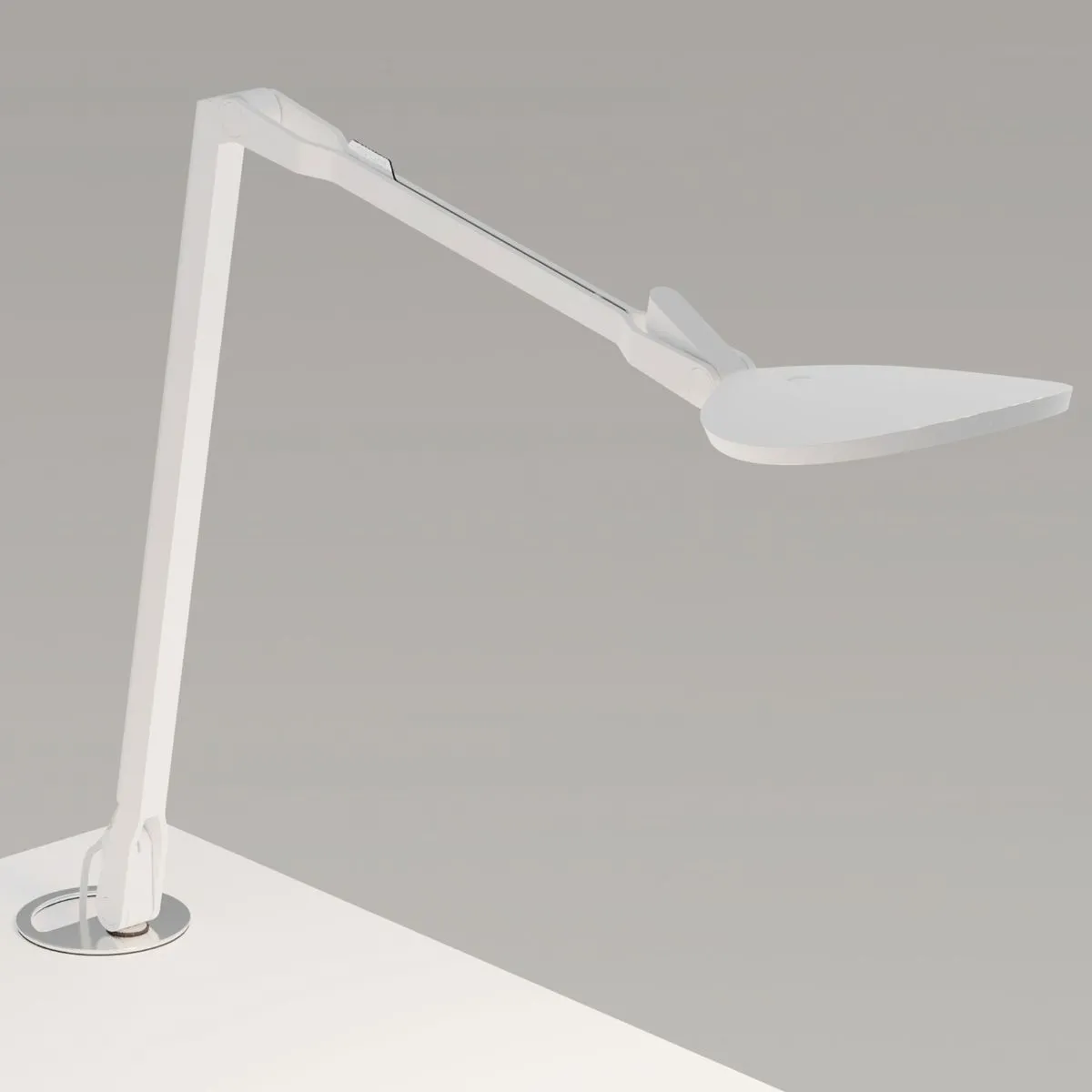 Splitty Reach Matte White Contemporary LED Desk Lamp with Grommet Mount and USB Port