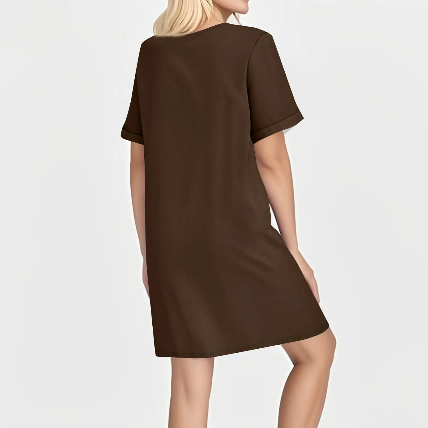 Summer Dresses for Women 2025 Plus Size Short Rolled Sleeve Comfort Pleated Button Button V Neck Print Dress