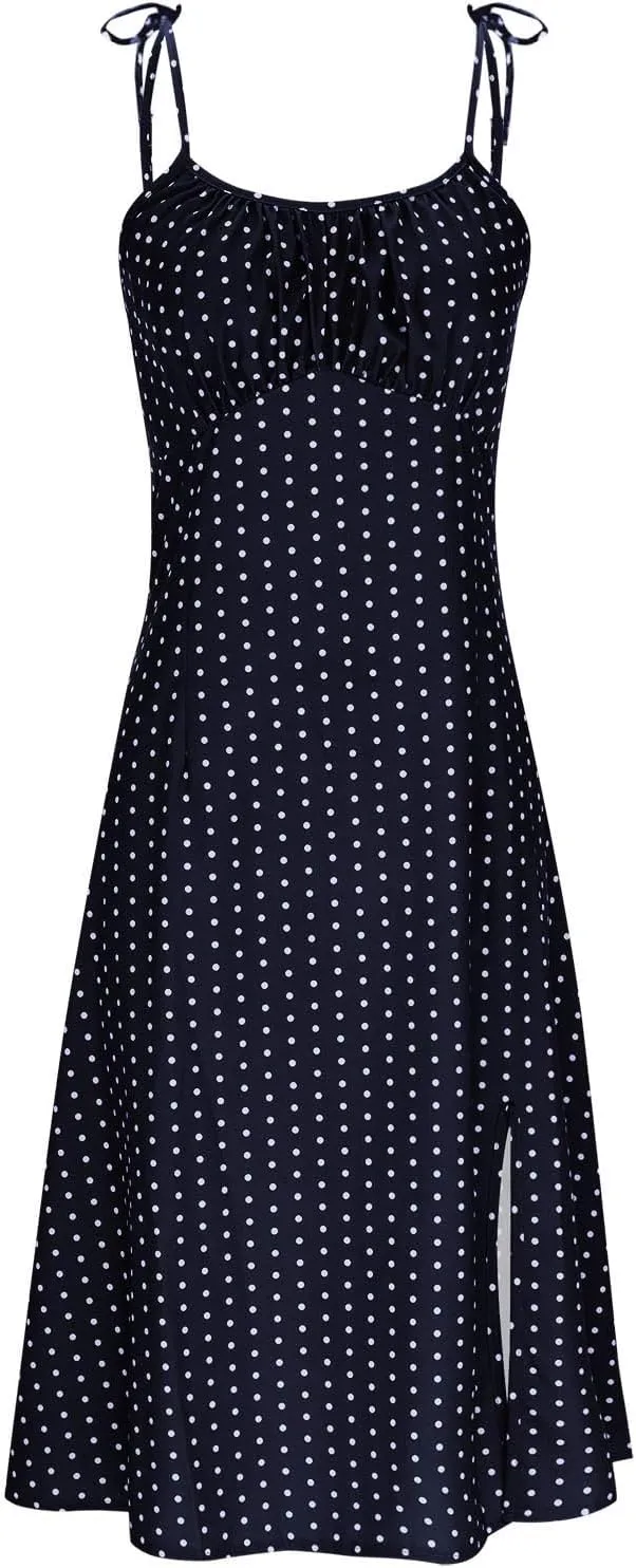 Summer Dresses for Women 2025,Adjustable Spaghetti Strap Sundress Polka Dot Petite A Line Beach Vacation Sundresses
