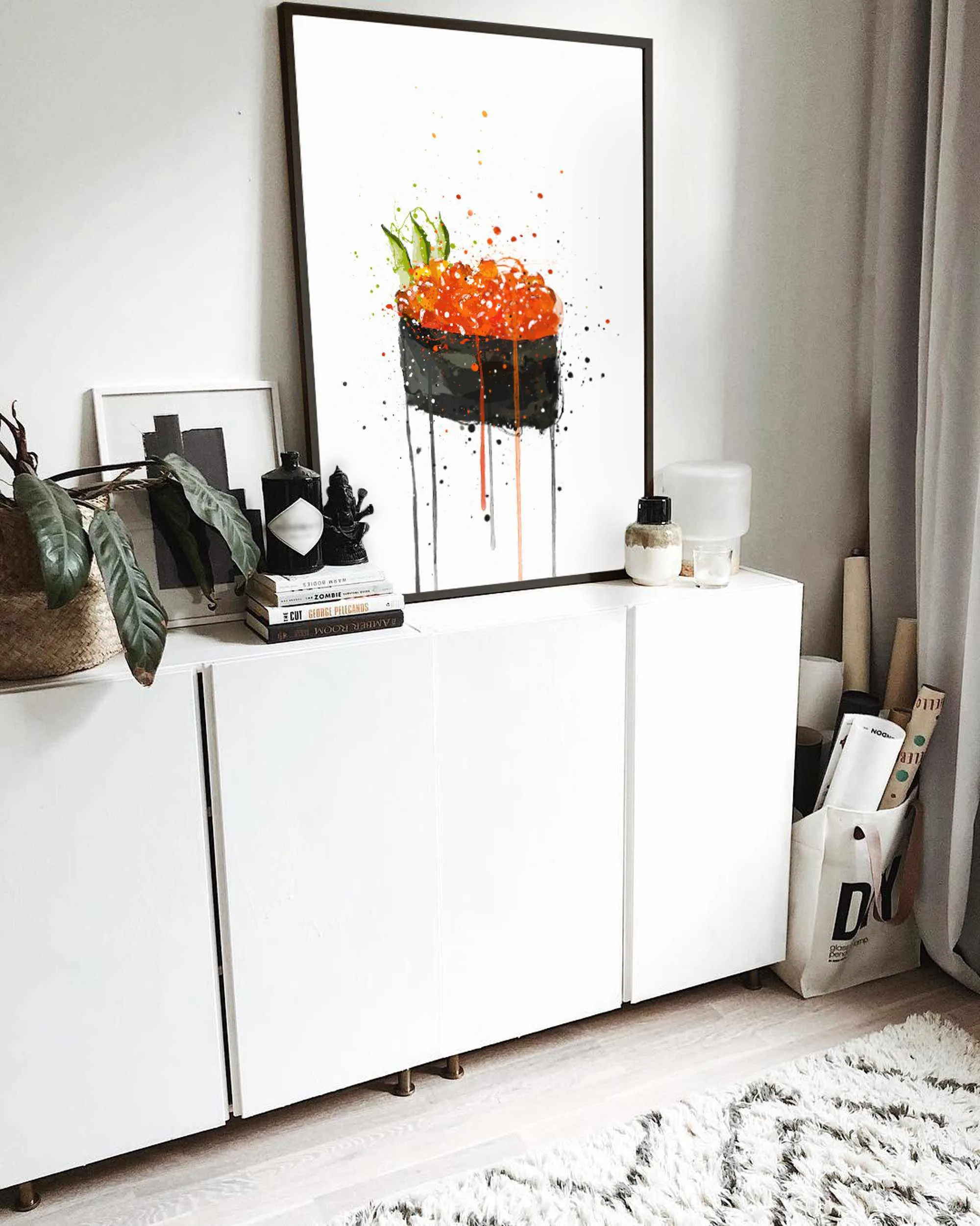 Sushi Wall Art Print 'Red Caviar Gunkan'
