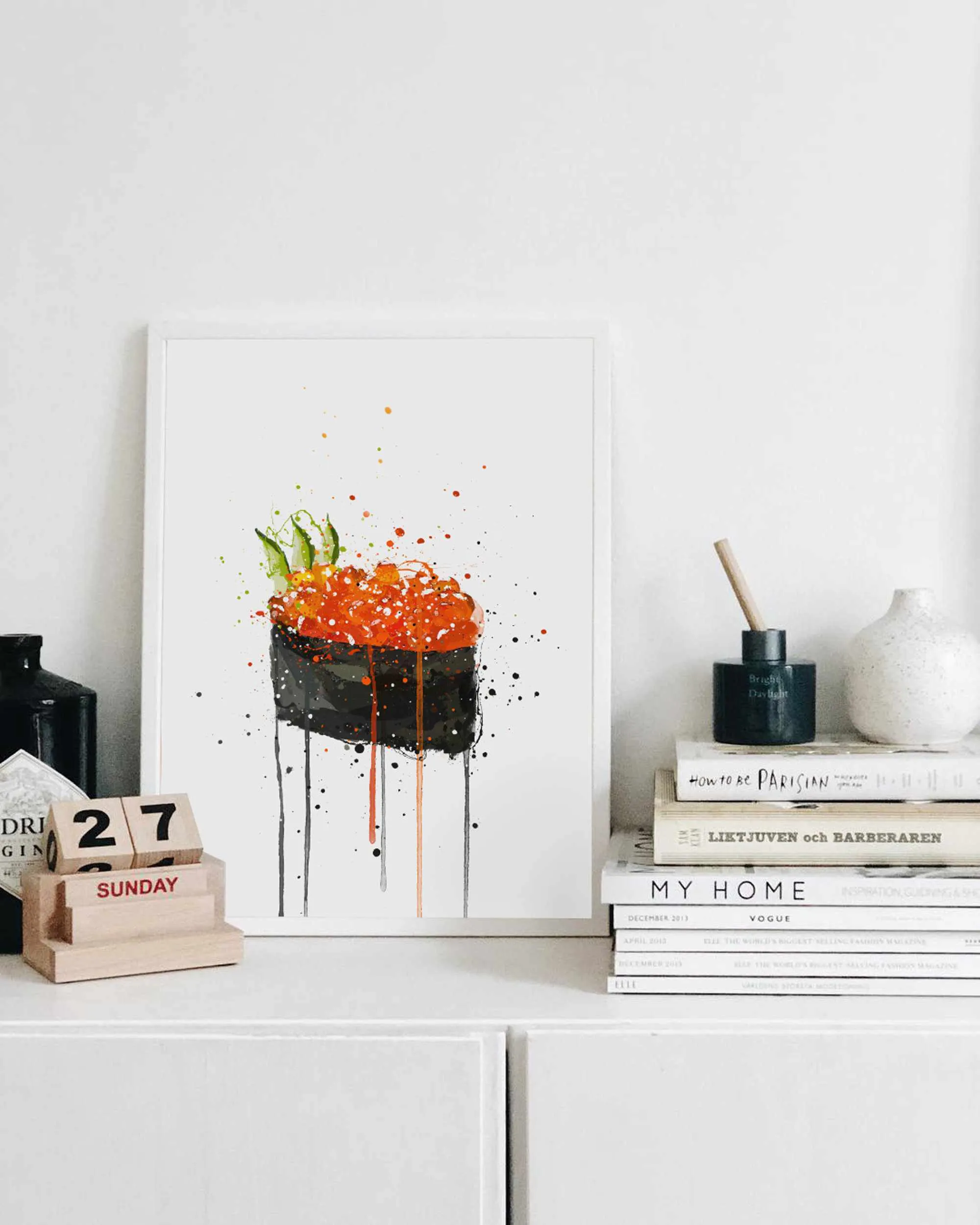 Sushi Wall Art Print 'Red Caviar Gunkan'