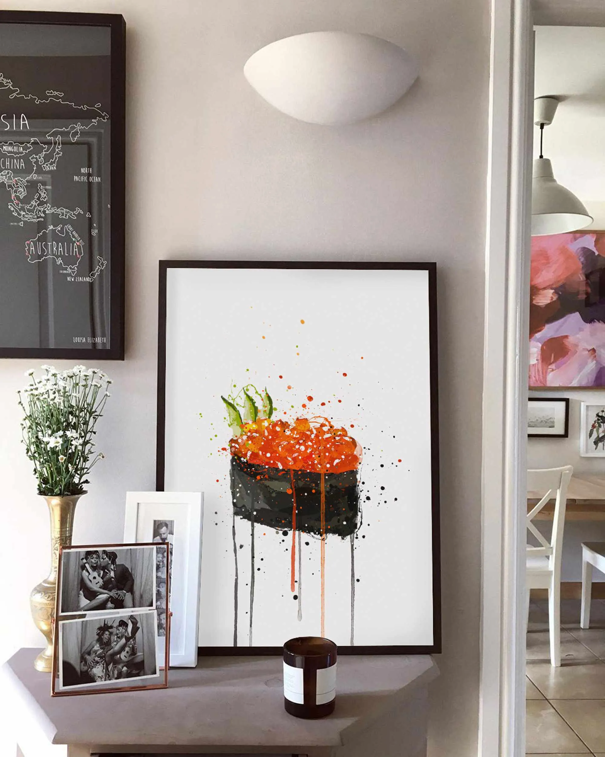 Sushi Wall Art Print 'Red Caviar Gunkan'