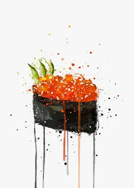 Sushi Wall Art Print 'Red Caviar Gunkan'