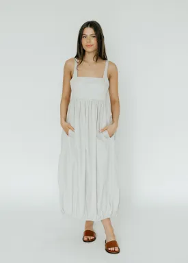 Tibi Eco Poplin Square Neck Sculpted Dress in Stone