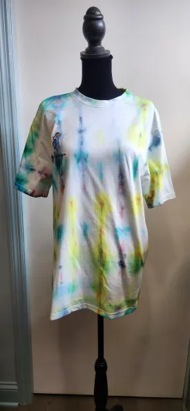 Tie Dye The Spa of Charleston Embroidered Blue Heron logo tee Unisex size Large