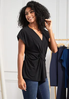 Twist-Front Cap Sleeve (Black)
