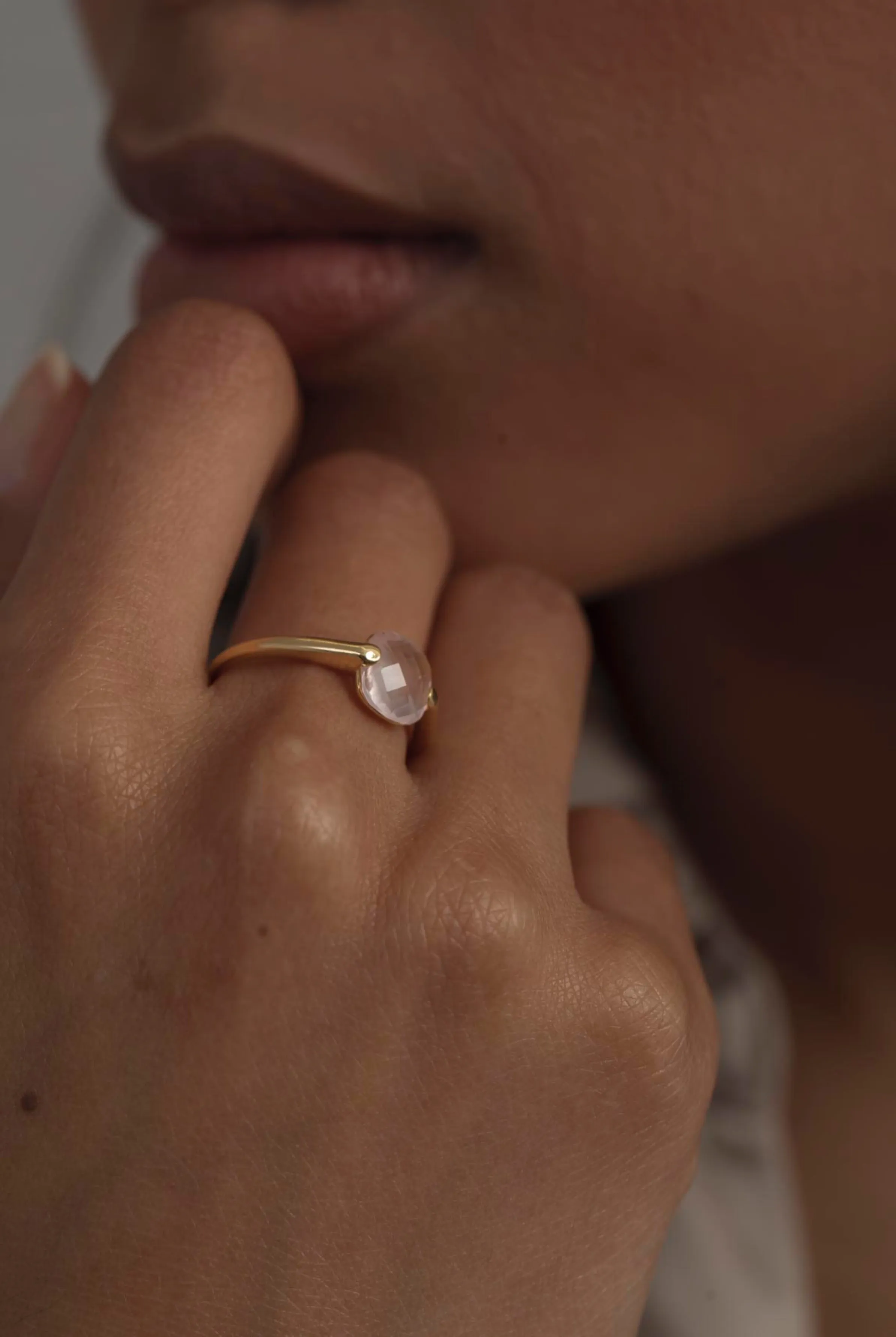 Venezia Pink Milky Quartz Ring