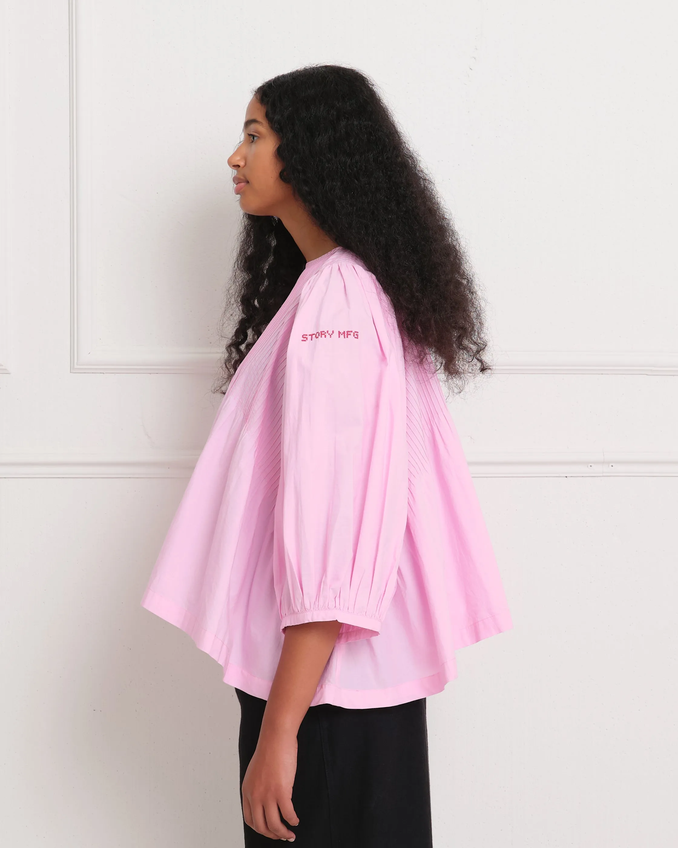 Rose Cross-Stitch Embroidered Blouse
