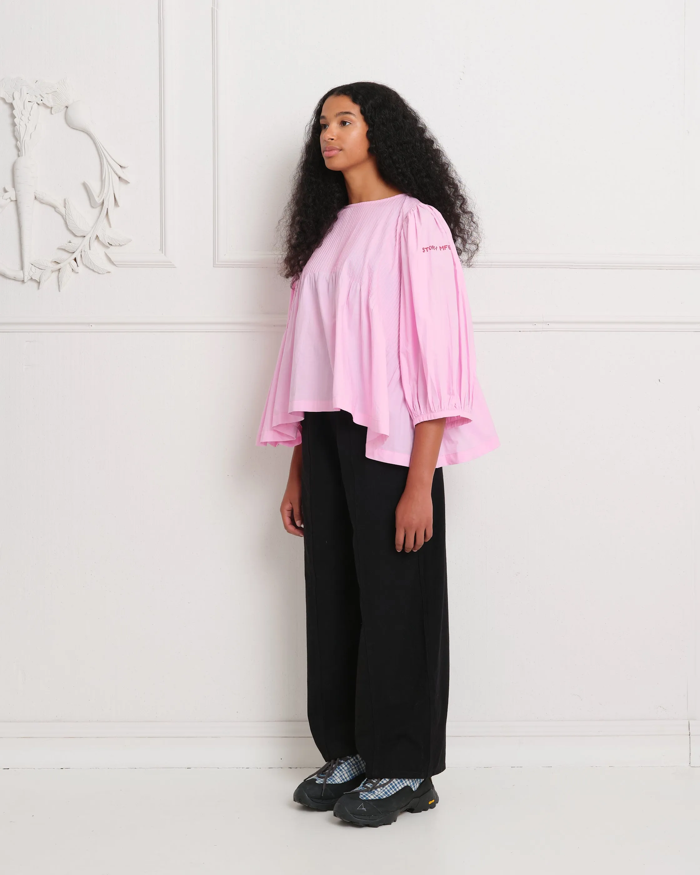 Rose Cross-Stitch Embroidered Blouse