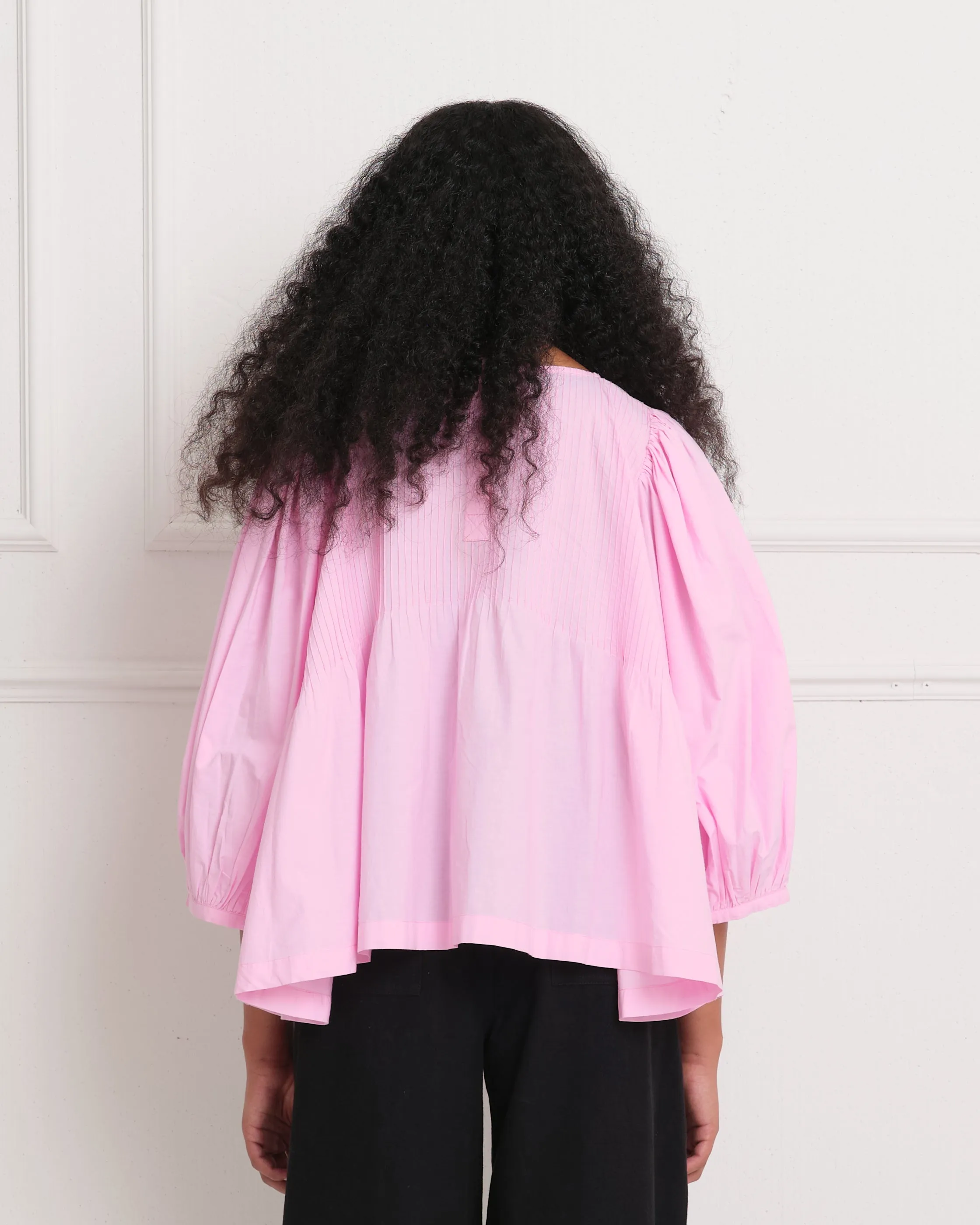Rose Cross-Stitch Embroidered Blouse