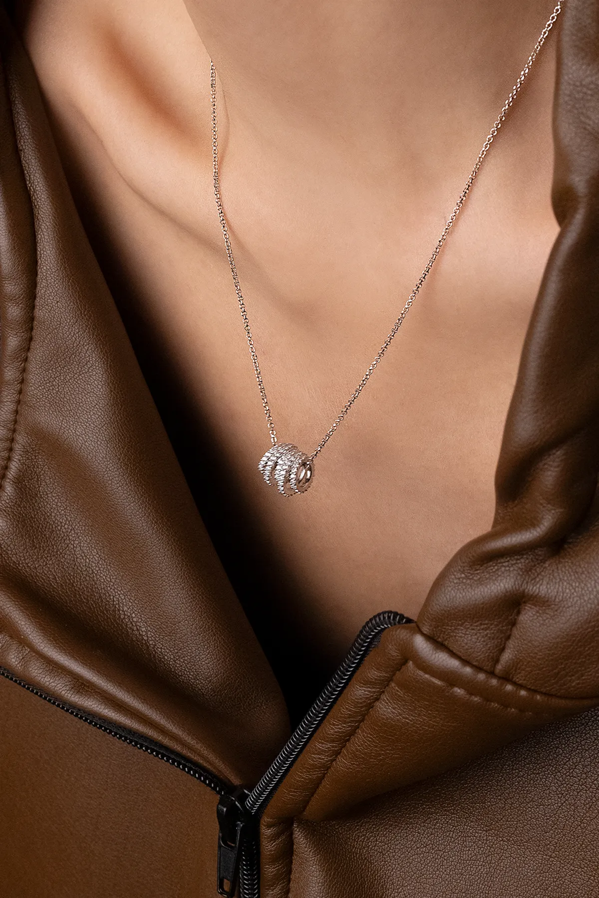 White Hoop Adjustable Necklace