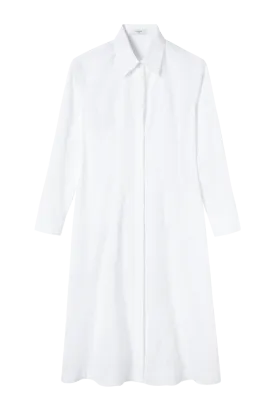 White Panel Detail Midi Shirt Dress