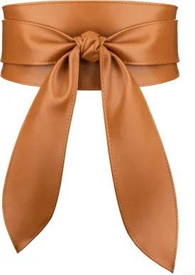 Wide Leather Belts for Women Fashion Black Wrap Obi Belt for Dresses