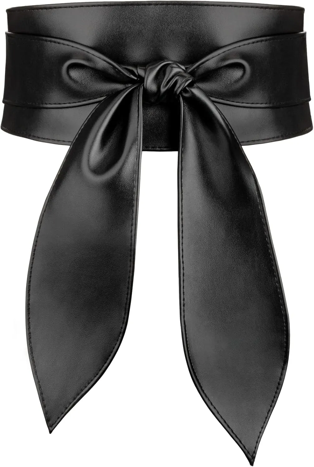 Wide Leather Belts for Women Fashion Black Wrap Obi Belt for Dresses