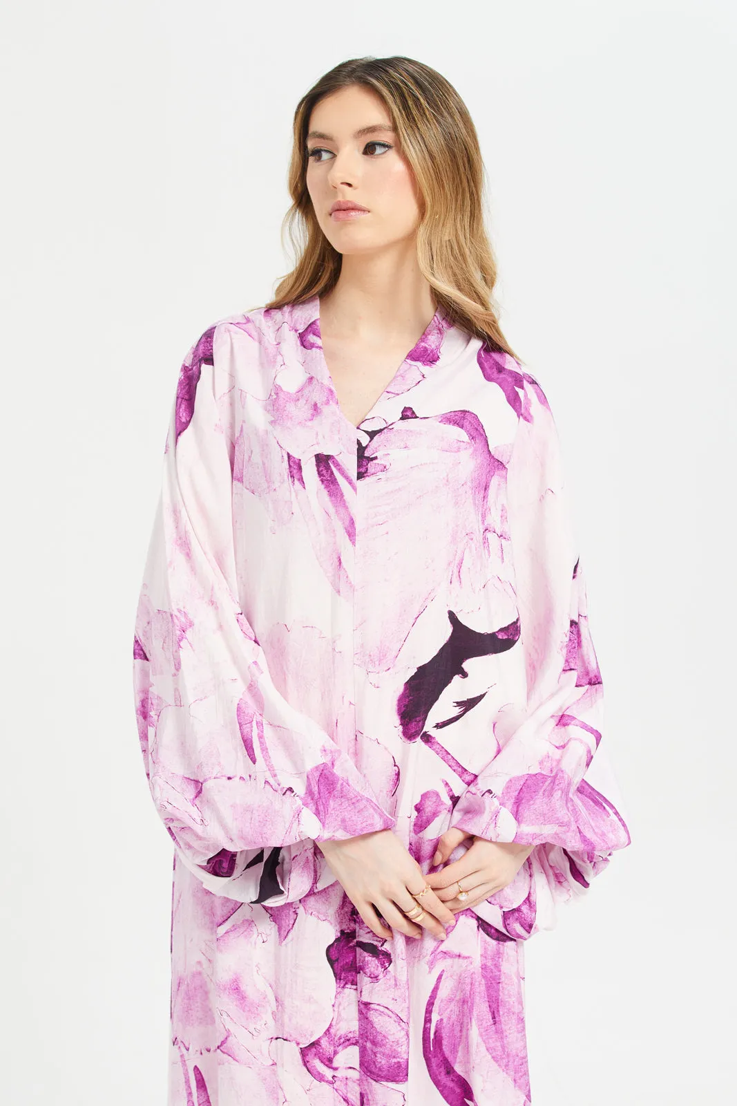 Women Pink Assorted Long Sleeve Printed Dress
