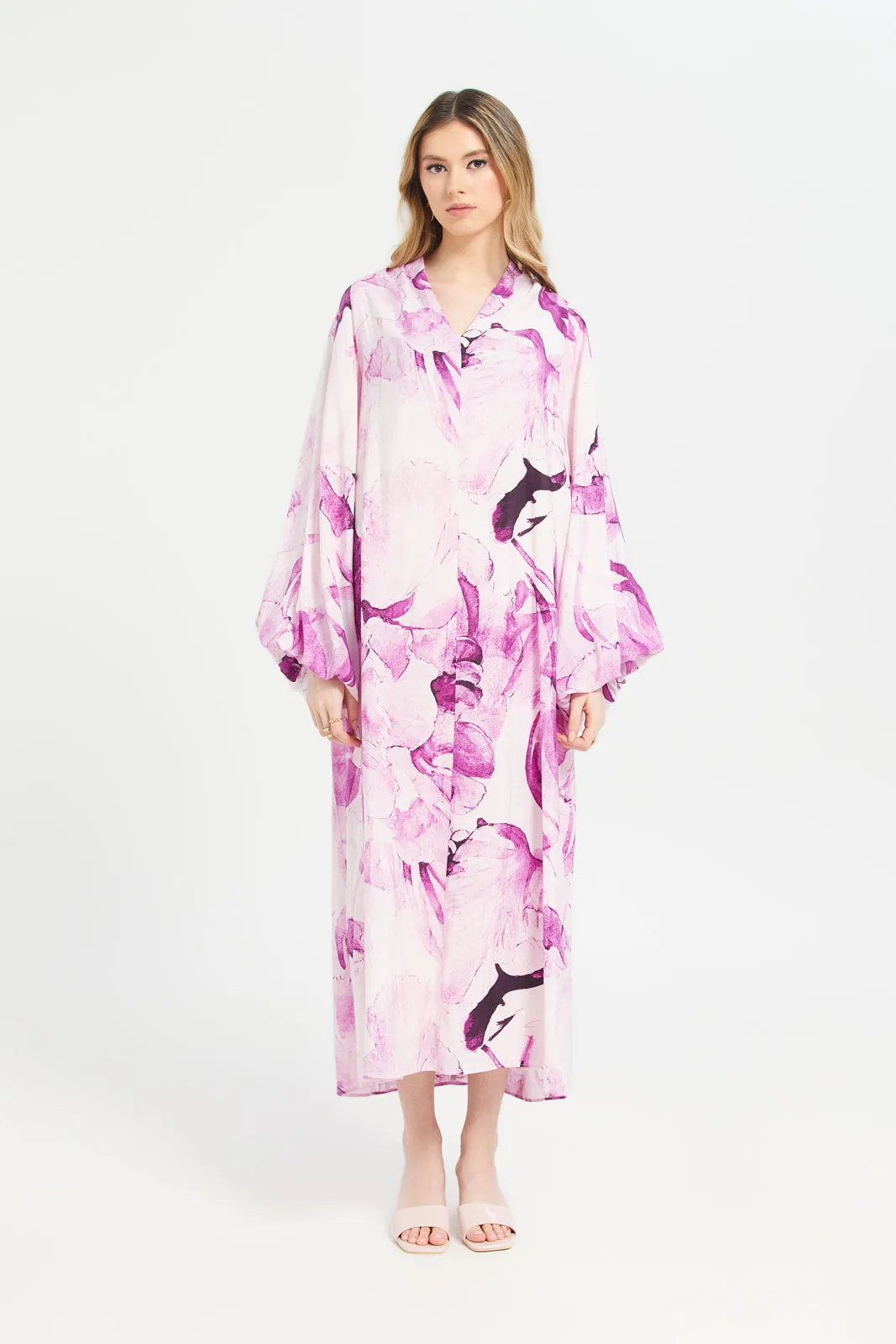 Women Pink Assorted Long Sleeve Printed Dress
