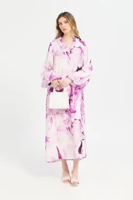 Women Pink Assorted Long Sleeve Printed Dress