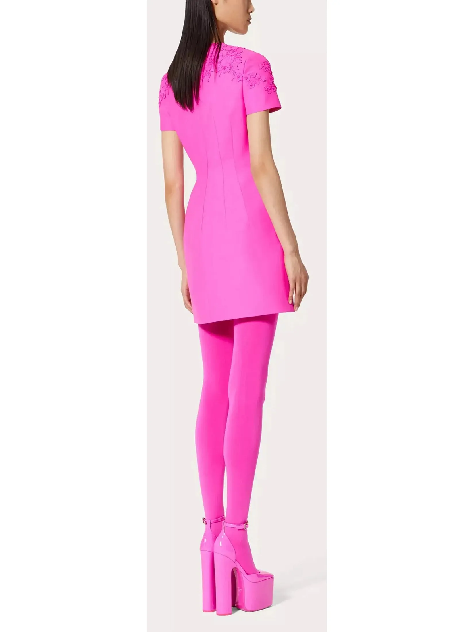 Women’s Bead-Embroidered Mini Dress in Fuchsia Pink