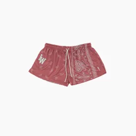 WOMEN'S PAISLEY MESH SHORT - MAROON