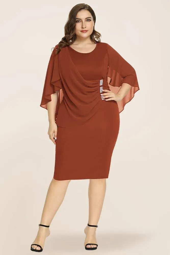 Women's Plus Size Chiffon Overlay Dress