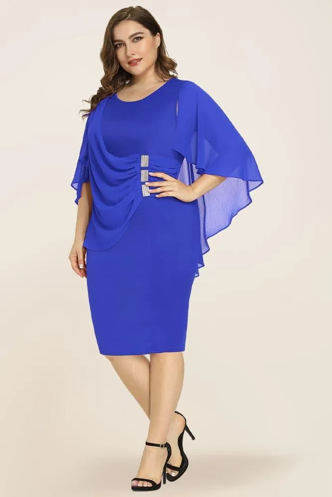 Women's Plus Size Chiffon Overlay Dress