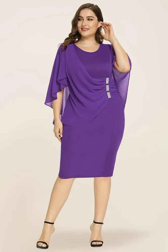 Women's Plus Size Chiffon Overlay Dress