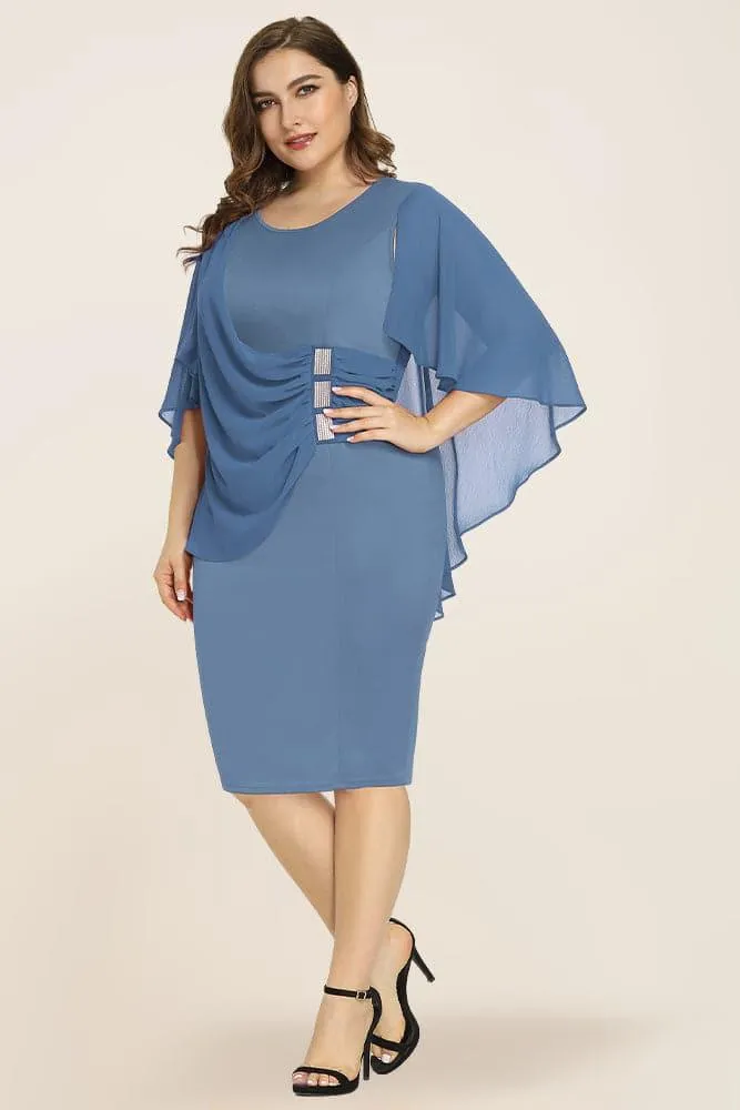 Women's Plus Size Chiffon Overlay Dress