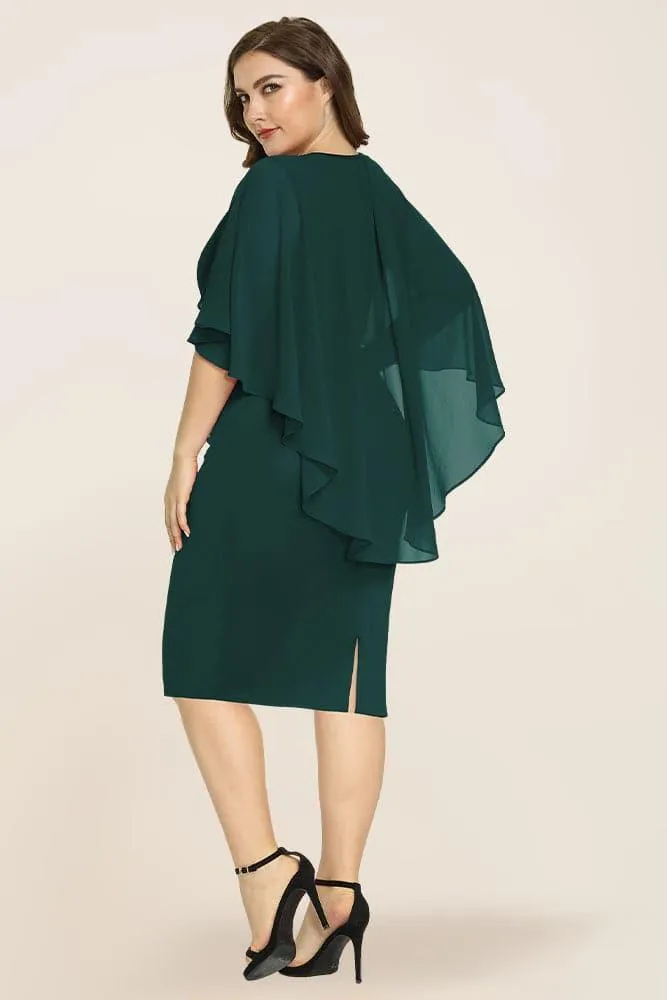 Women's Plus Size Chiffon Overlay Dress