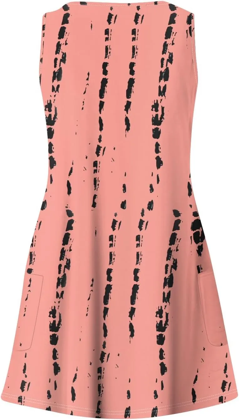 Womens Summer Dresses 2025 Beach Dress with Pocket Sleeveless V Neck Sundress Casual Vacation Swimsuit Coverup