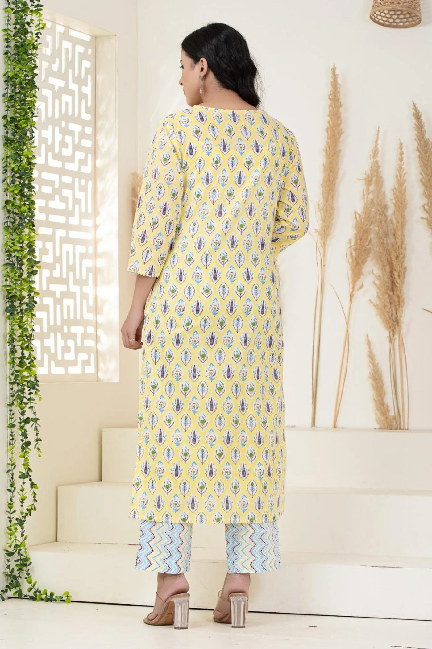 Yellow Printed Dupatta Set
